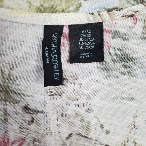 Cynthia Rowley Size 3X Shirt Island Village Tropical Tee Pullover Tunic Cotton - Picture 3 of 7